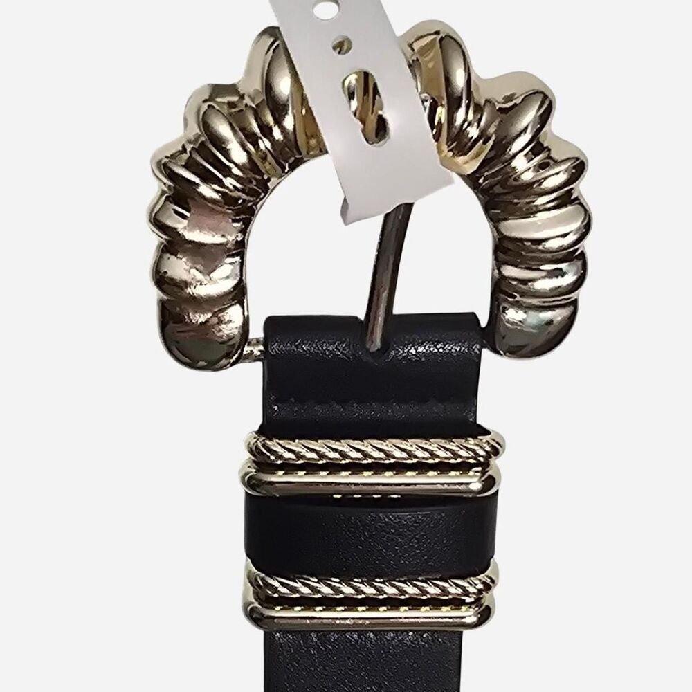A New Day Women's Black Belt With Goldtone Buckle